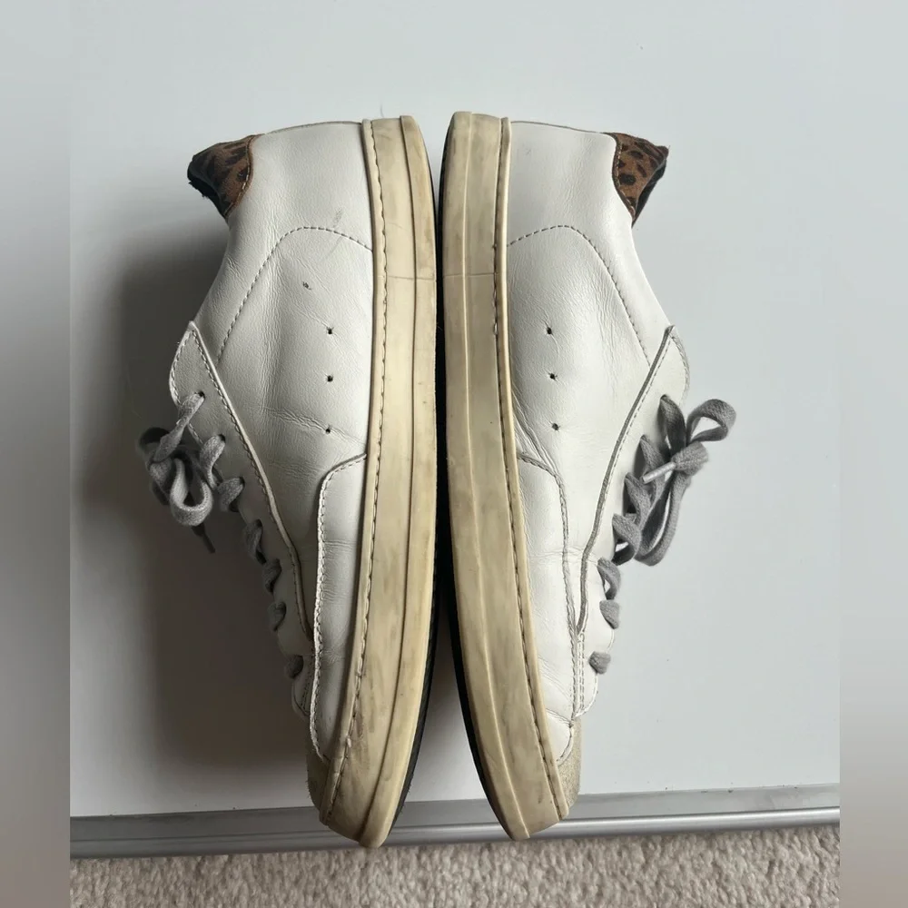 P448 White Sneakers with Leopard Accent